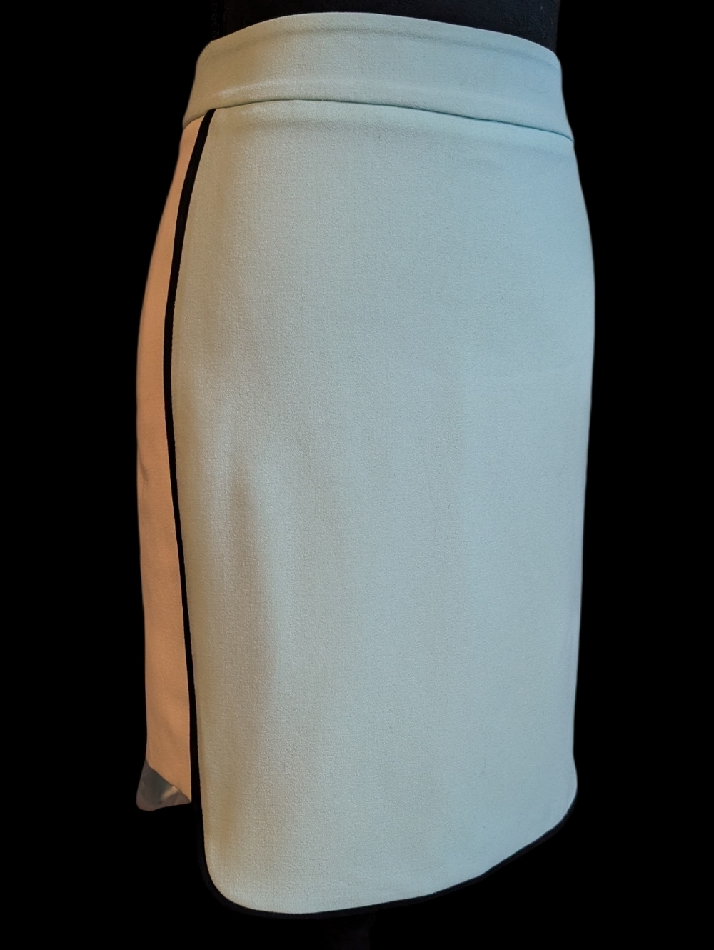 RW&Co Light Blue Minty Colorblock Pencil Skirt Black Piping Size 6